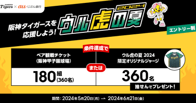 auじぶん銀行、「阪神タイガースグッズ・観戦チケット」が当たるキャンペーン