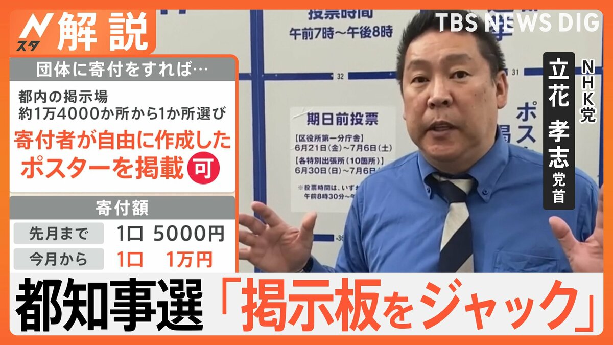 「掲示板ジャック」に問題は？寄付で選挙ポスターが貼れる…NHK党の“やり方”は「法律の穴を突いている」【Nスタ解説】