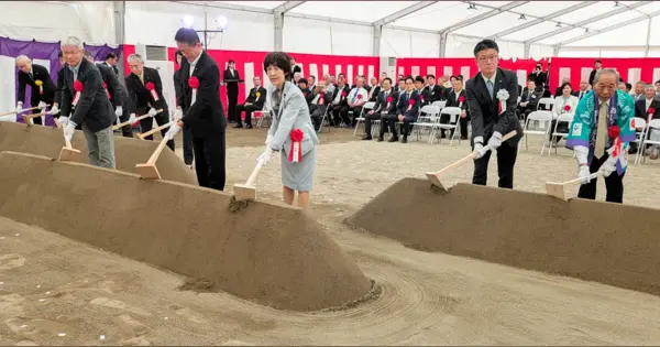 長万部駅の発展に願い　北海道新幹線延伸へ高架橋工事の起工式