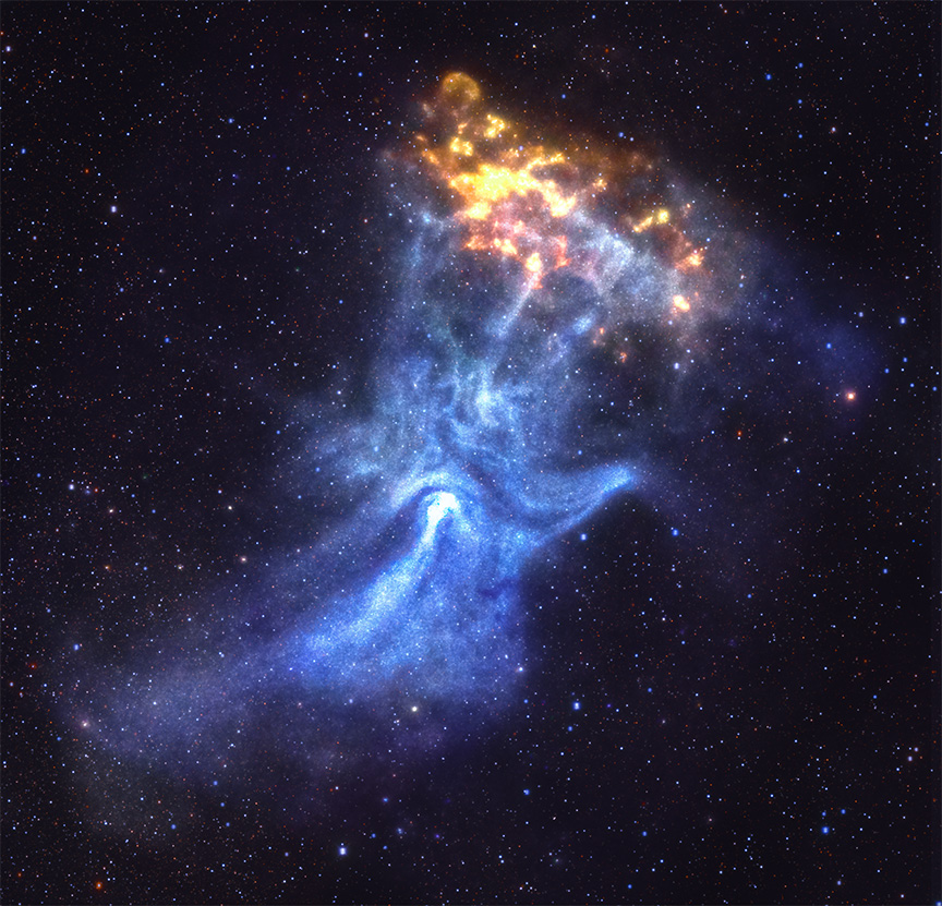星空に浮かぶ手のようなパルサー風星雲「MSH 15-52」 X線宇宙望遠鏡