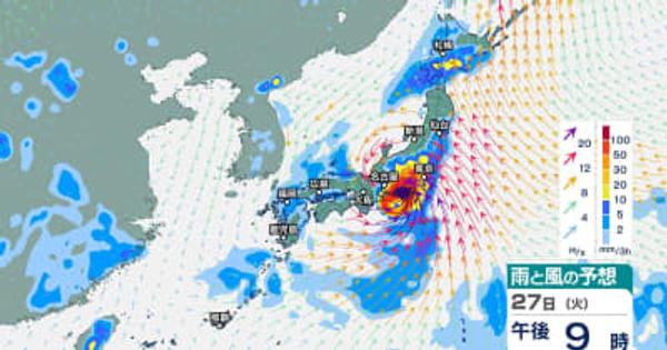 台風10号「サンサン」最大瞬間風速55メートルに “強い勢力”で27日にも直撃か　予報円は関東から四国と広い範囲に【台風情報2024・今後の雨と風のシミュレーション】