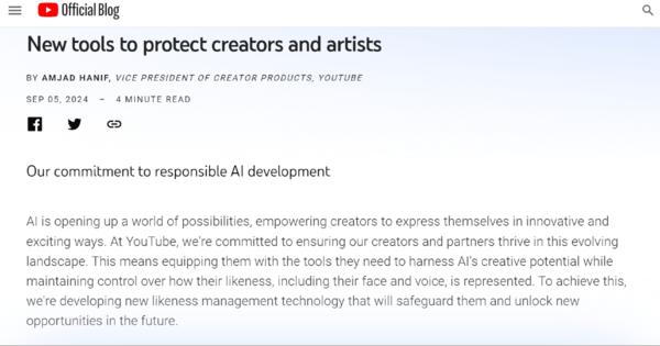 YouTube、クリエイターの権利を守る新生成AI検出ツールを発表