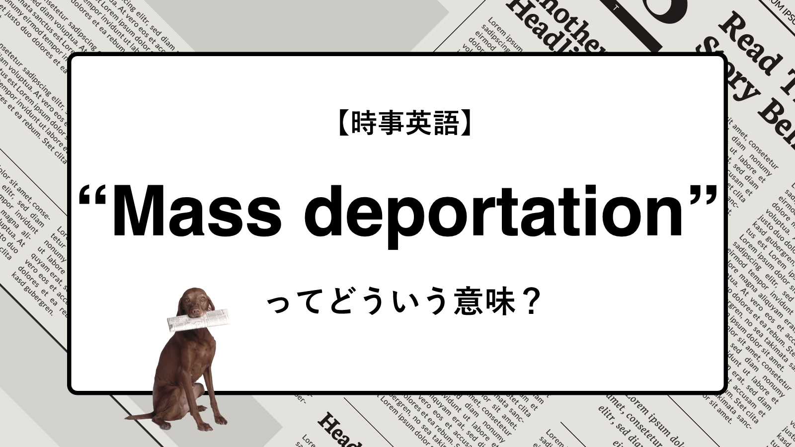 時事英語】“Mass deportation”ってどういう意味？ | ニュースの