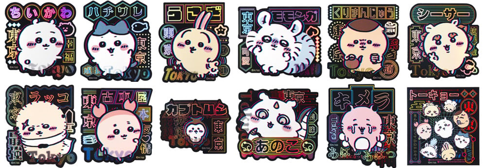イラストオーダー✩﻿なっちい 新宿に『ちいかわらんど』がオープン ネオン輝くデザインのステッカー