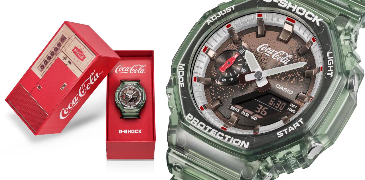 昭和レトロ。コカ・コーラ140周年のお祝いにボトル色のG-SHOCKを発売