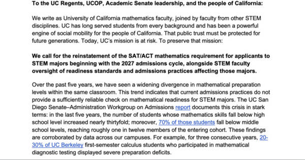 名門カリフォルニア大学で“中学数学を教え直す”異常事態 理工系教員ら