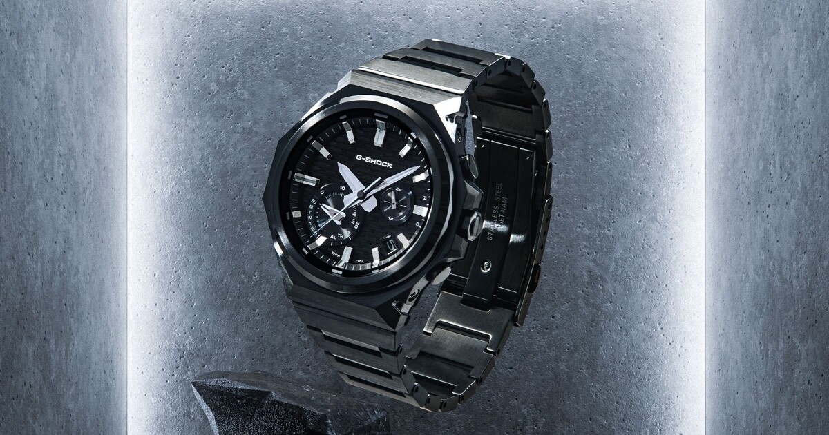 カシオ、G-SHOCK「G-STEEL」にブラックIP仕上げの新モデル「GST