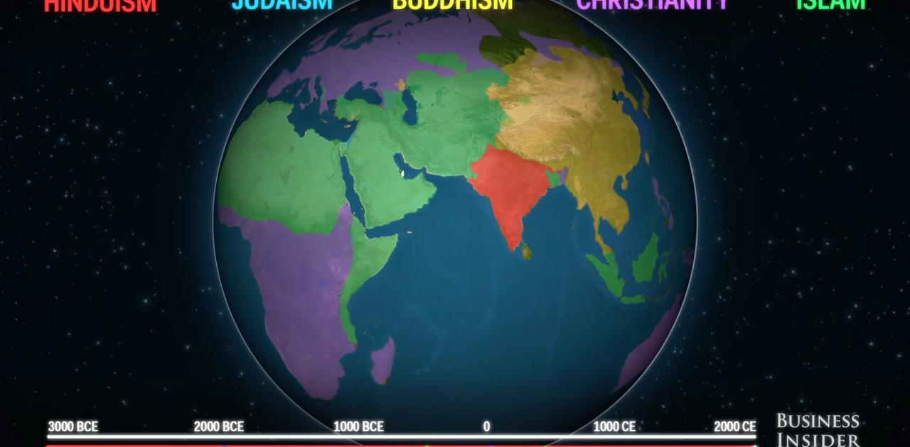 地図で分かる、世界5大宗教の歴史と広がり