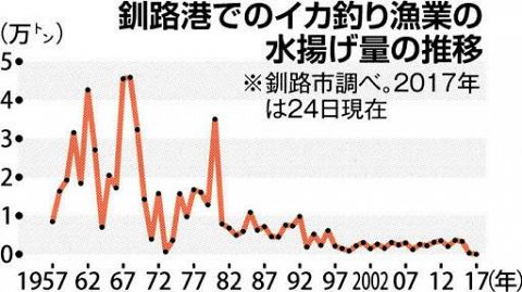 道東イカ漁 異例の不振 釧路港で続く水揚げゼロ 資源減少 低い海水温も影響