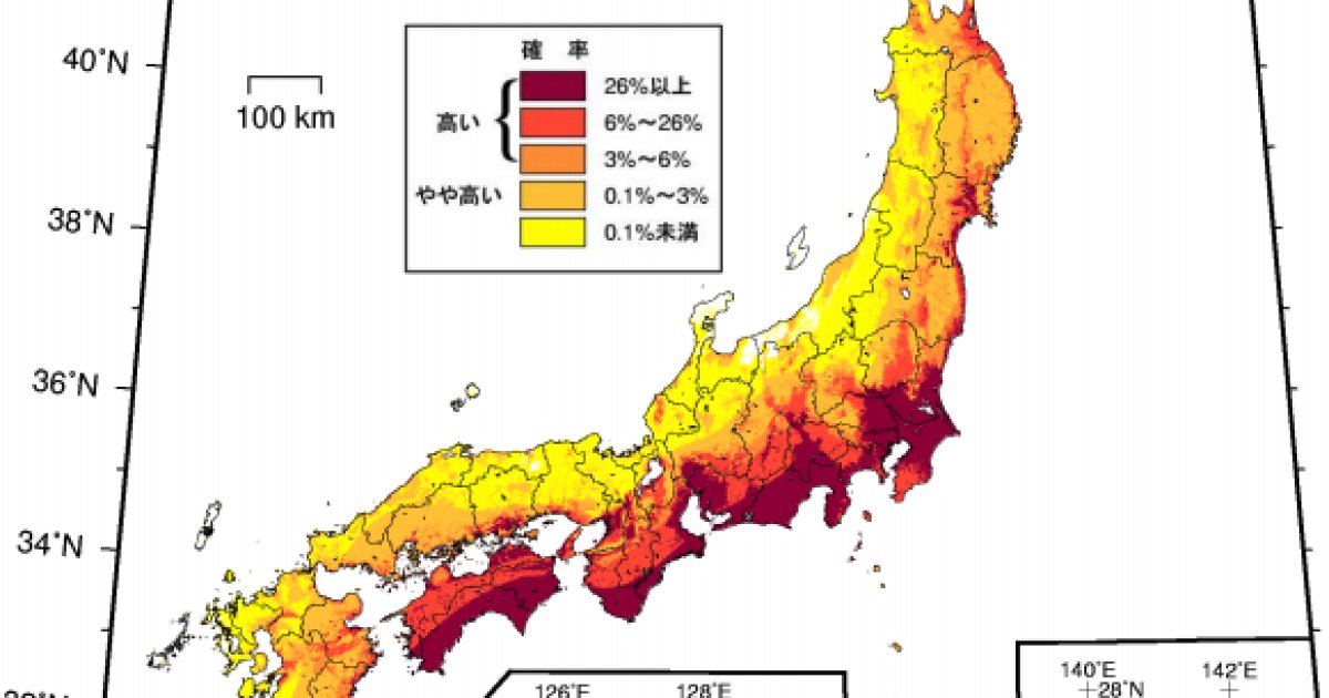 震度6弱以上の地震予測 日本地図に当てはめると 千葉市85 横浜市82