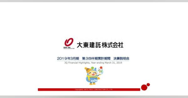 大東建託、ローン審査厳格化による受注減が響き、3Qは10期ぶり減益も通期予想は据え置き