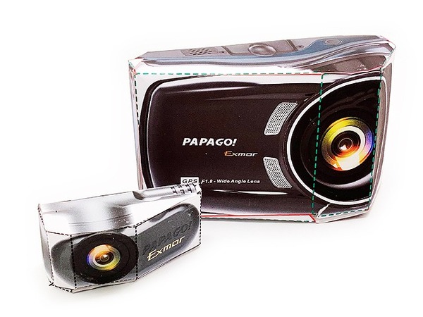 PAPAGO 2カメラドラレコ、ペーパークラフト無料ダウンロードサービス開始　位置合わせに活用