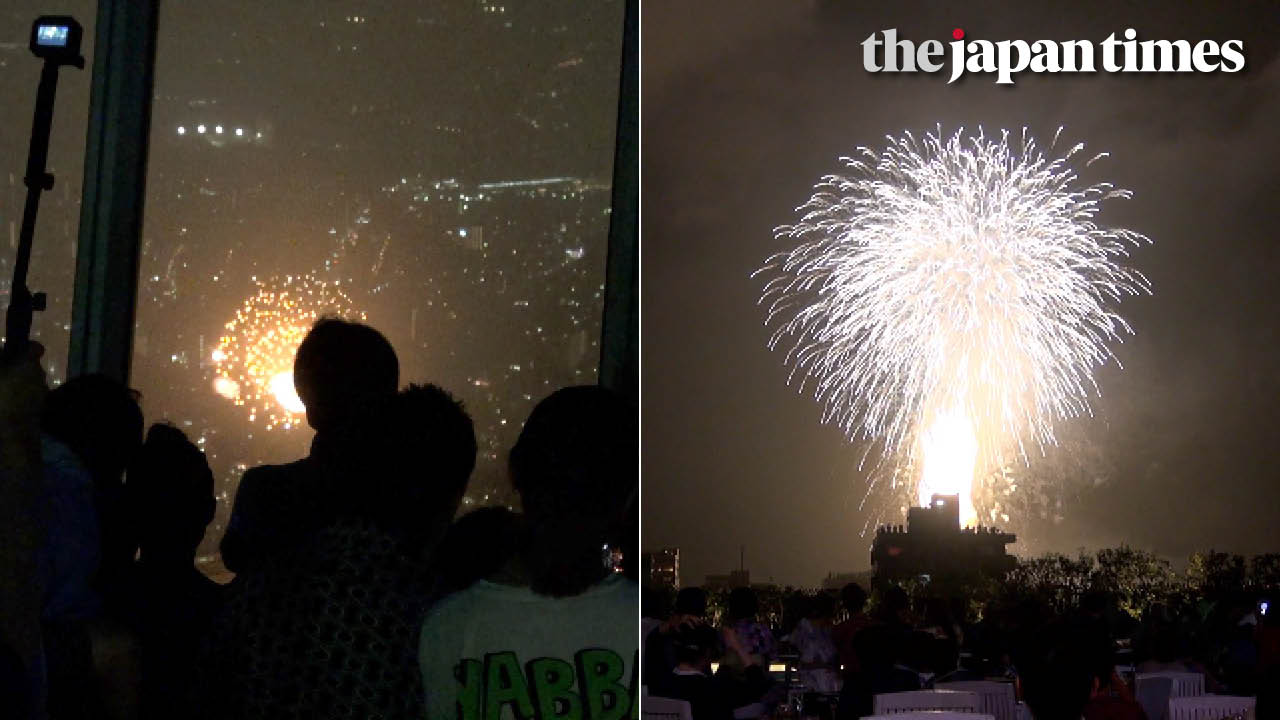 Sumida River Fireworks Festival 2019 seen from Tokyo Skytree