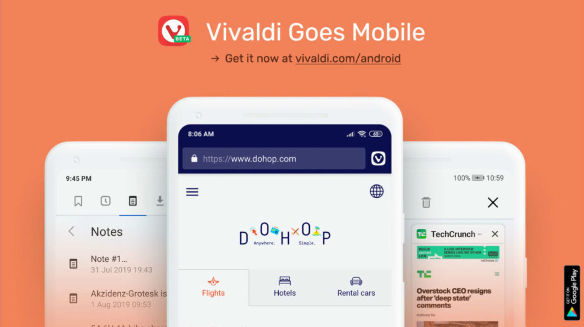 Webブラウザ「Vivaldi」のAndroid向けβがGoogle Playストアに登場