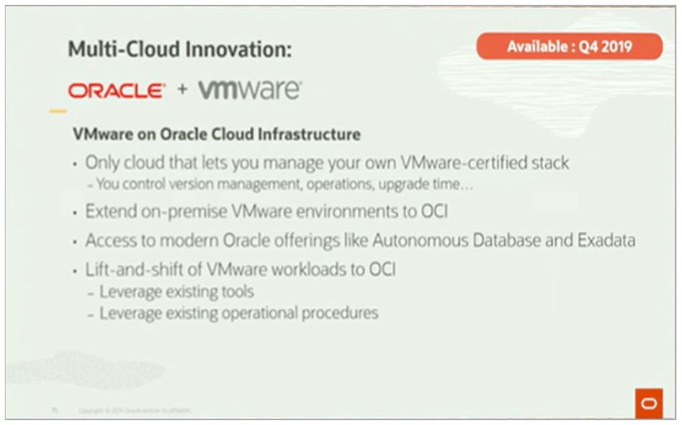 OracleとVMwareが提携、VMware環境でのOracleをサポート開始　「Oracle Cloud VMware Solution」も発表