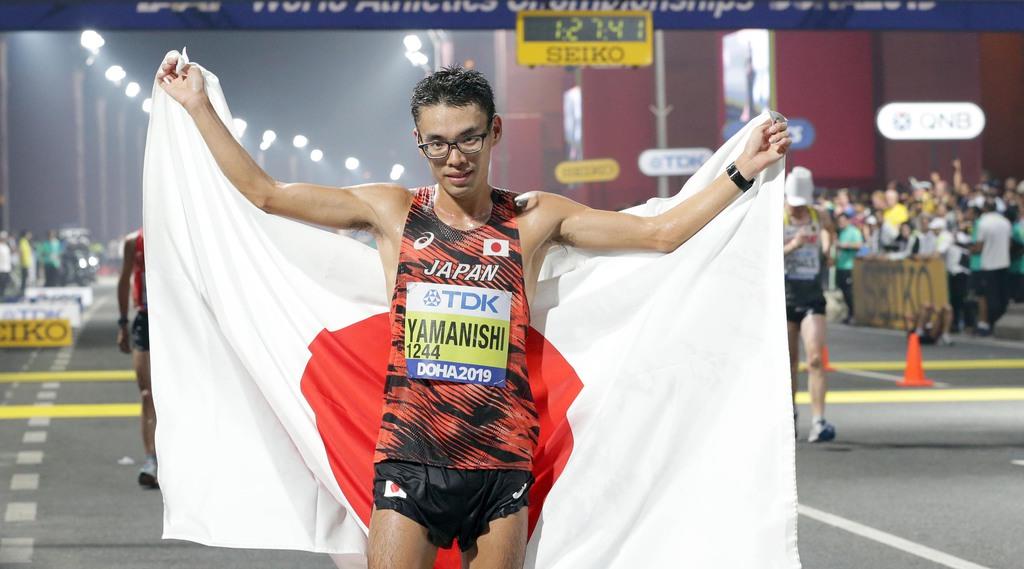 山西が優勝　世界陸上男子２０キロ競歩で初　鈴木と２冠