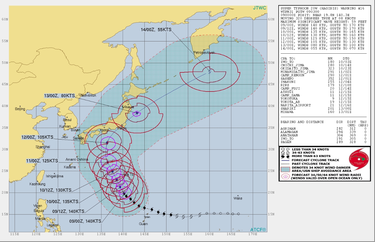 台風 19 号 予想 進路