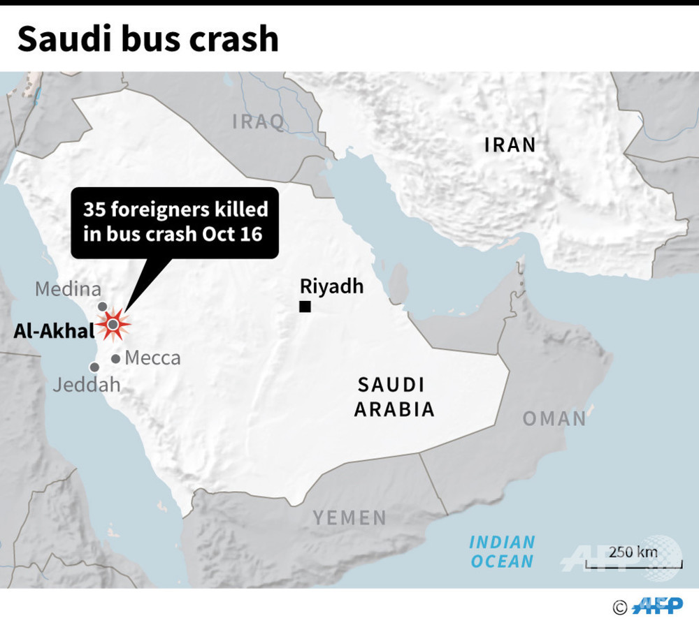 観光バスと大型車両が衝突、外国人35人死亡 サウジの聖地メディナ