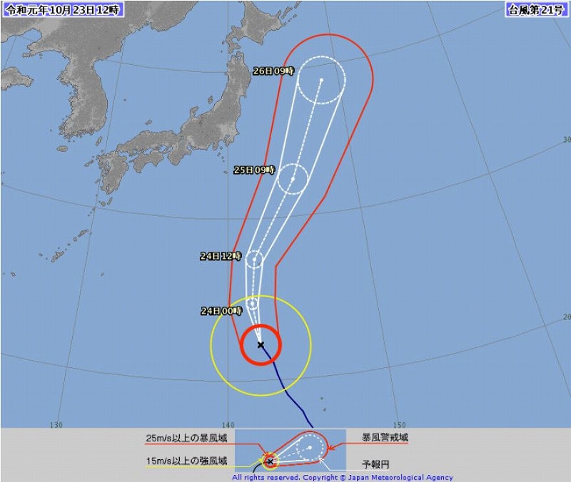 台風21号進路予想、関東接近か