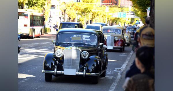 まるで動く自動車博物館…八王子いちょう祭りクラシックカーパレード