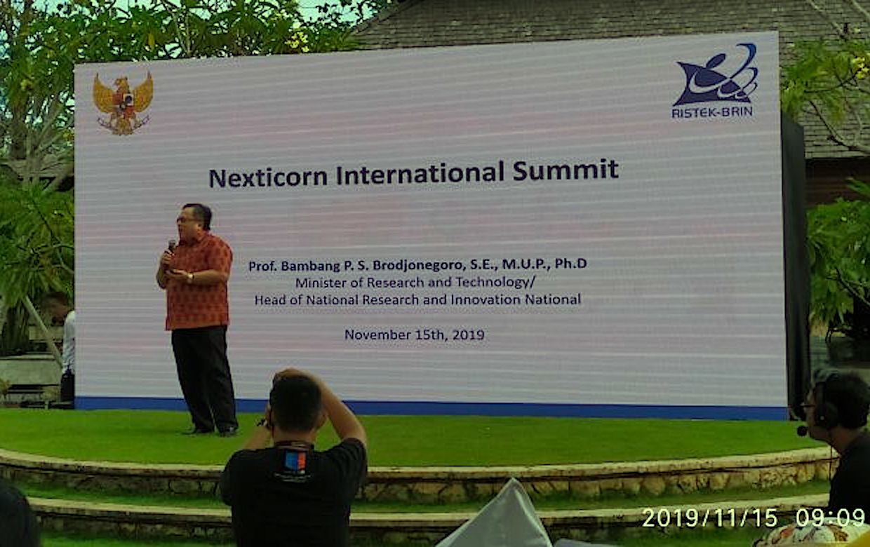 バリ島でインドネシア政府肝入りのイベント「Nexticorn」が開幕、科学技術相が全土で大学主導のインキュベータ展開を表明