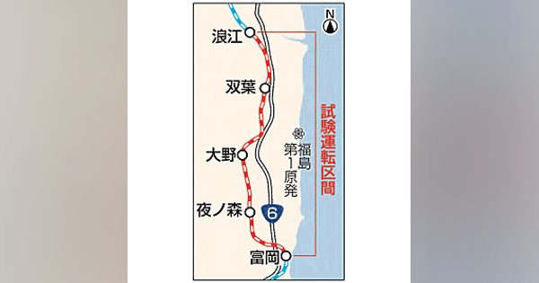 常磐線・富岡－浪江間、18日から試運転　20年３月全線再開目指す