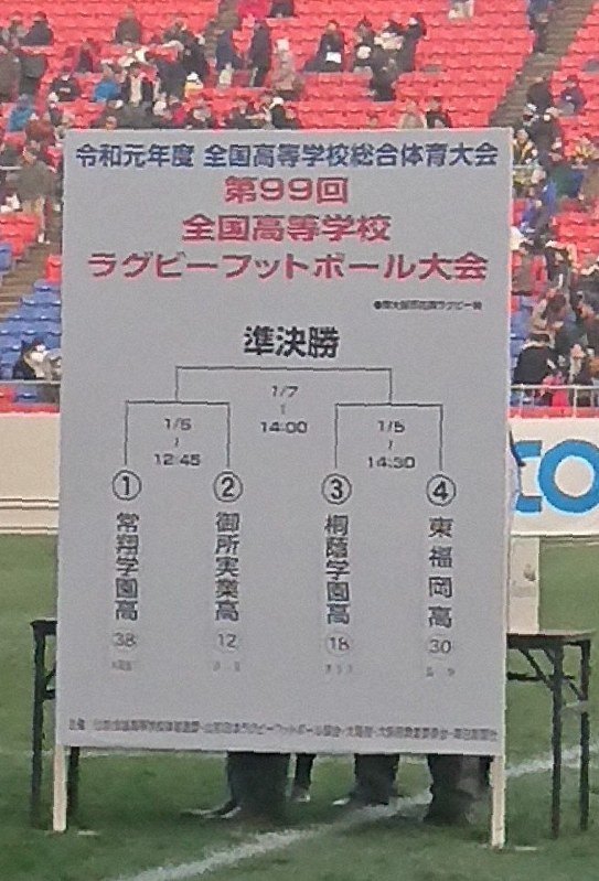 準決勝は常翔学園vs御所実、桐蔭学園vs東福岡　全国高校ラグビー