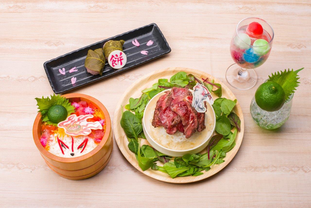 カプコン、カプコンカフェ 池袋店『大神』コラボの新メニューを公開！　アマテラスがモチーフのちらし寿司など6種類が発表