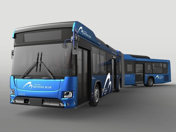 国産初の大型路線ハイブリッド連節バス、日野が横浜市に納入