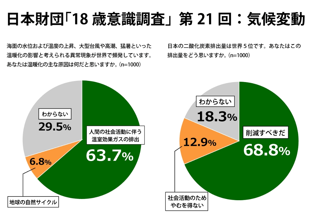 「日本財団18歳意識調査：気候変動」―日本もさらにCO2削減を― - 笹川陽平