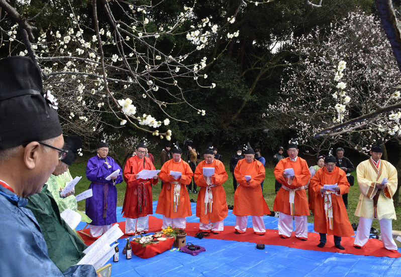 「令和」の典拠となった「梅花の宴」を再現　福岡・太宰府