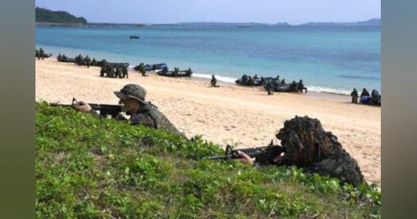陸自水機団が沖縄県内初訓練　金武　日米共同、進む一体化