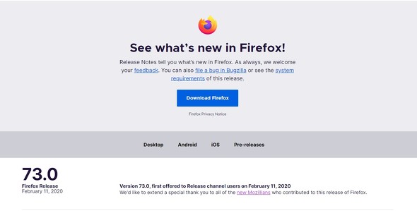 Mozillaの「Firefox 73」リリース、複数の脆弱性を修正