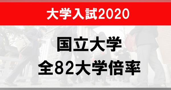 国立大学全82大学の倍率一覧2020