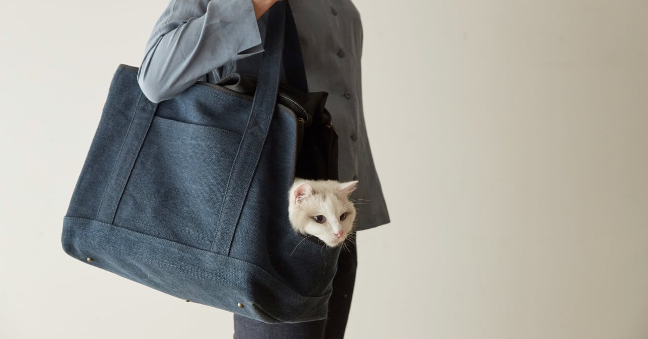 RINNとマザーハウスがコラボ、麻とナイロン組み合わせたネコ用バッグ発売