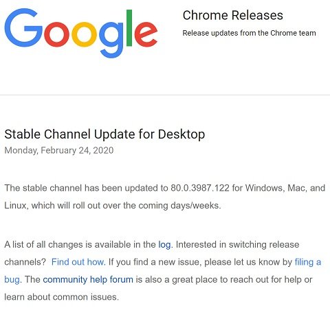 Googleが「Chrome 80」のアップデート公開　ゼロデイ攻撃発生の脆弱性も