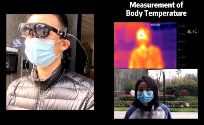 ARグラス×温度カメラで“触れずに検温”、中国企業がコロナ対策の試み