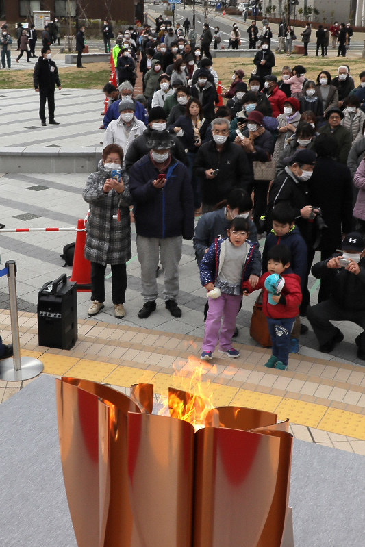聖火、いわき市でお披露目　当面は福島県内で保管