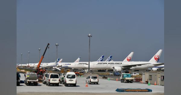 JALとANAの大型機、羽田空港にひしめく　国際線大量運休で