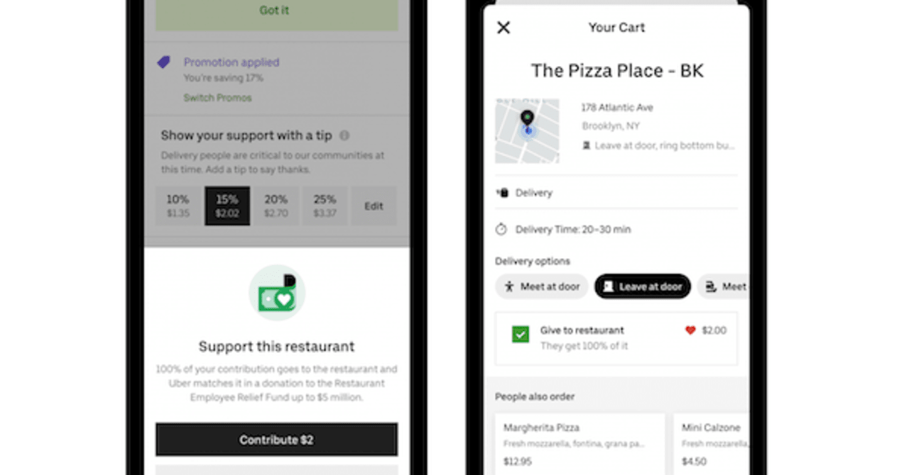 Uber Eats、お気に入りのレストランを支援できるサービス開始