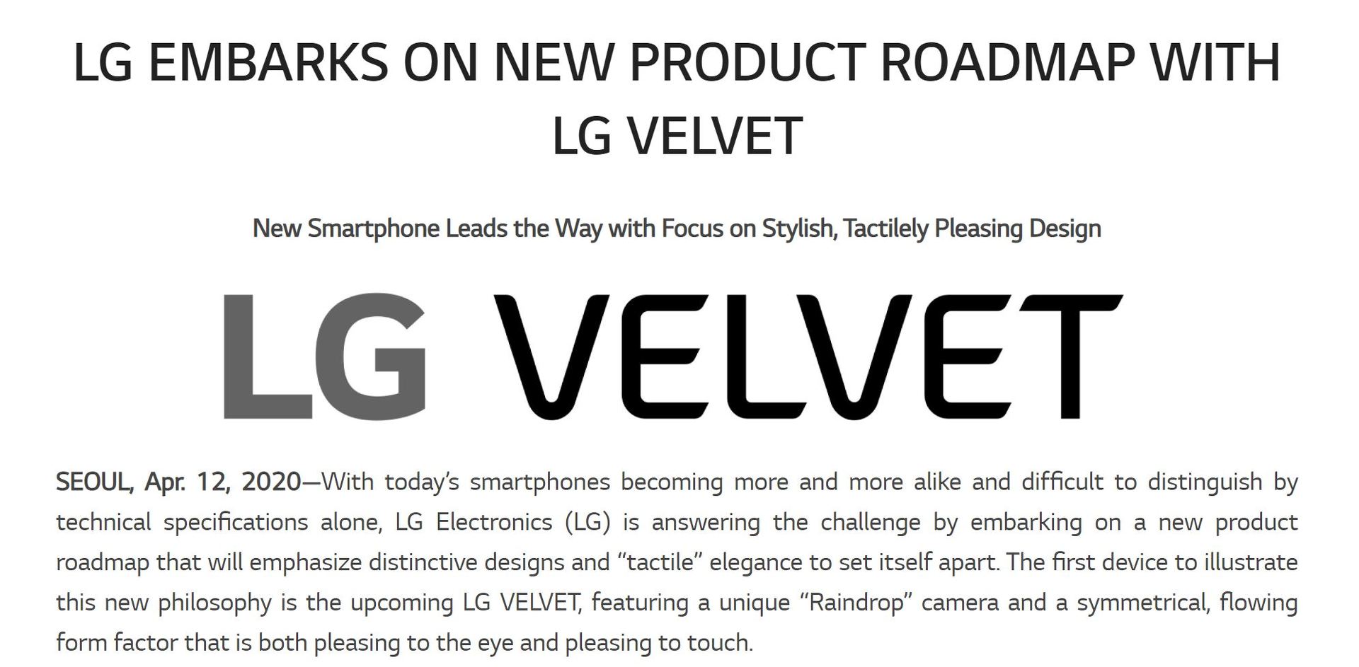 LG、次期端末のモデル名は「LG VELVET」と発表　「新ブランド戦略で英数字の羅列は止める」