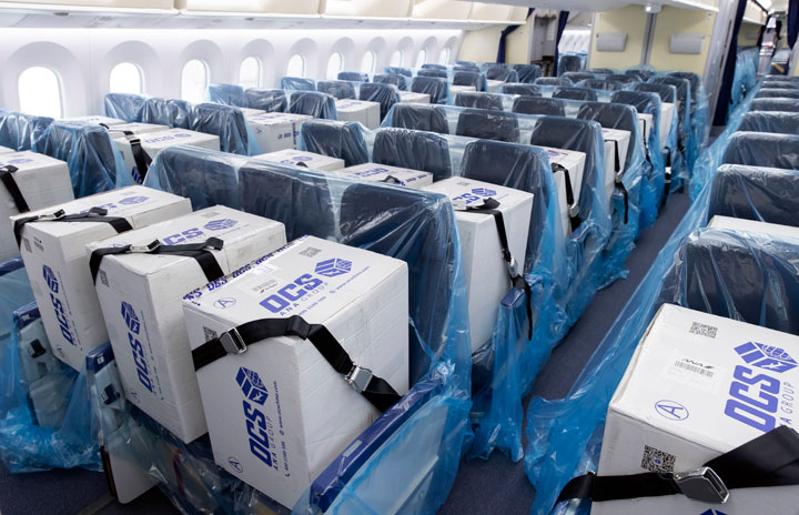 ANA、787の客席を貨物スペースに　マスク入り段ボール運ぶ