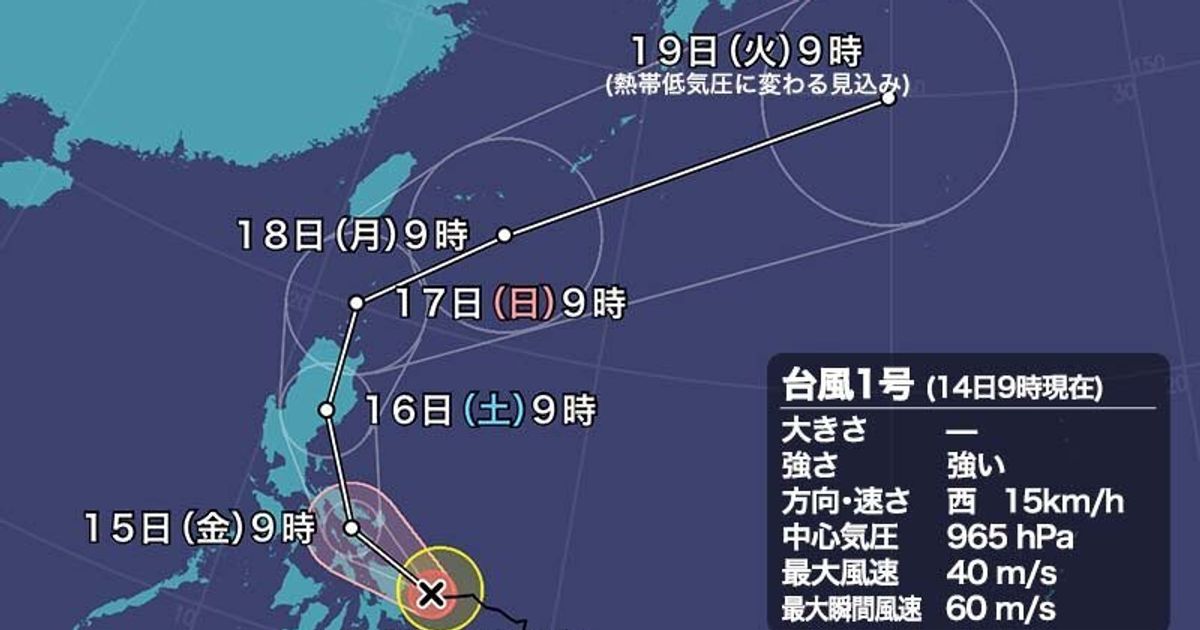 強い台風1号がフィリピン接近 週明けは沖縄の南の海上へ