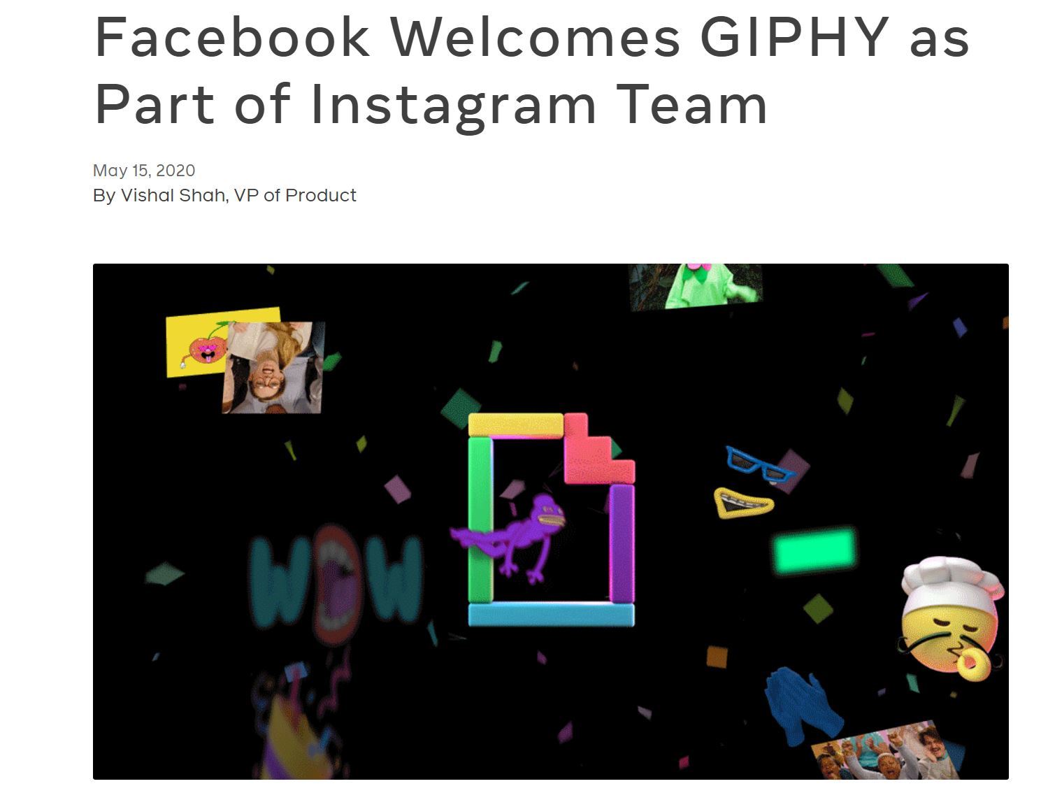 Facebook、GIFアニメの「GIPHY」を買収　Instagramに統合の計画