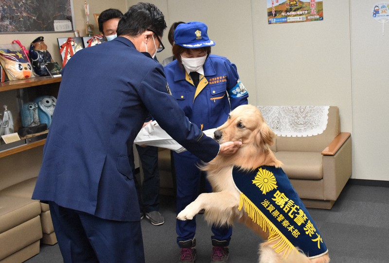 警察犬「空」お手柄！滋賀・東近江市で行方不明の80代男性発見で感謝状