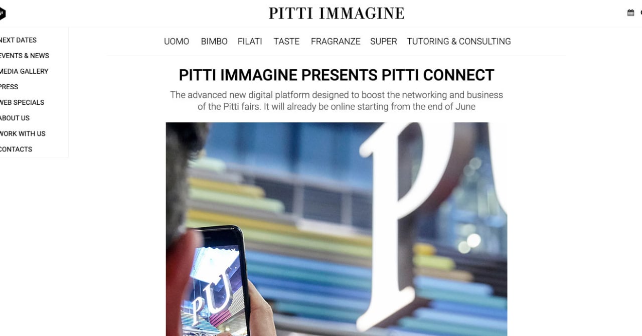 「ピッティ・イマージネ・ウオモ」がデジタルプラットフォーム開設、バーチャルショールームでコレクションの閲覧が可能