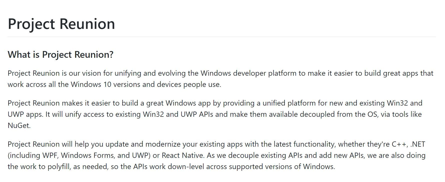Microsoft、Win32とUWPのプラットフォームを再統合する「Project Reunion」発表