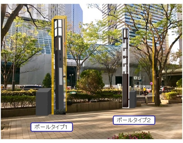 東京西新宿にスマートポールを試行設置…5Gや人流解析カメラを装備　住友商事とNECが連携して