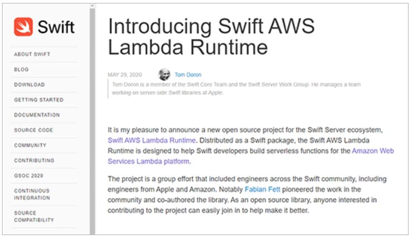 Swift言語がAWS Lambdaで利用可能に　Swift開発チームが「Swift AWS Lambda Runtime」公開