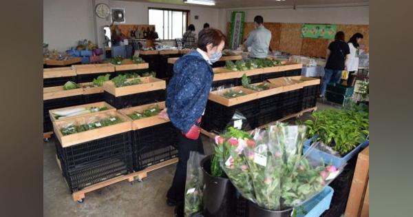 野菜や切り花　にぎわう客　月形　農産物直売所が営業開始